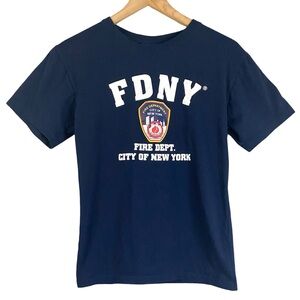 Men’s FDNY T-Shirt w/ Logo & Lettering 100% Cotton in Navy Blue Size Small